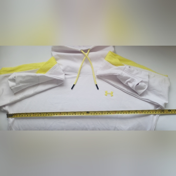 Under Armour Funnel Neck Mesh Sweatshirt With Pockets White/ Yellow Size L - Picture 6 of 6